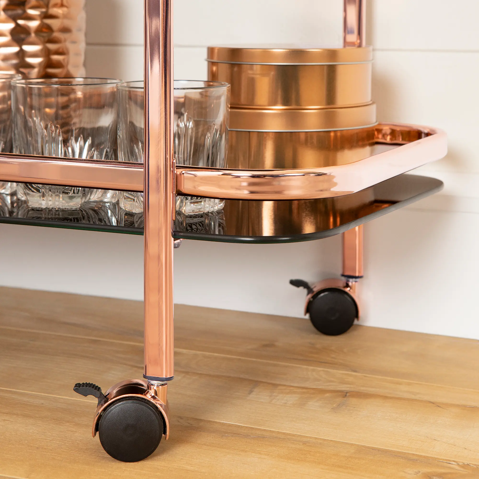 Maliza Rose Gold Bar Cart - South Shore