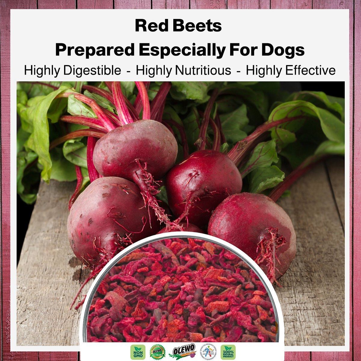 Olewo Itch and Allergy Relief Dehydrated Red Beets Healthy Weight Dog Food Topper