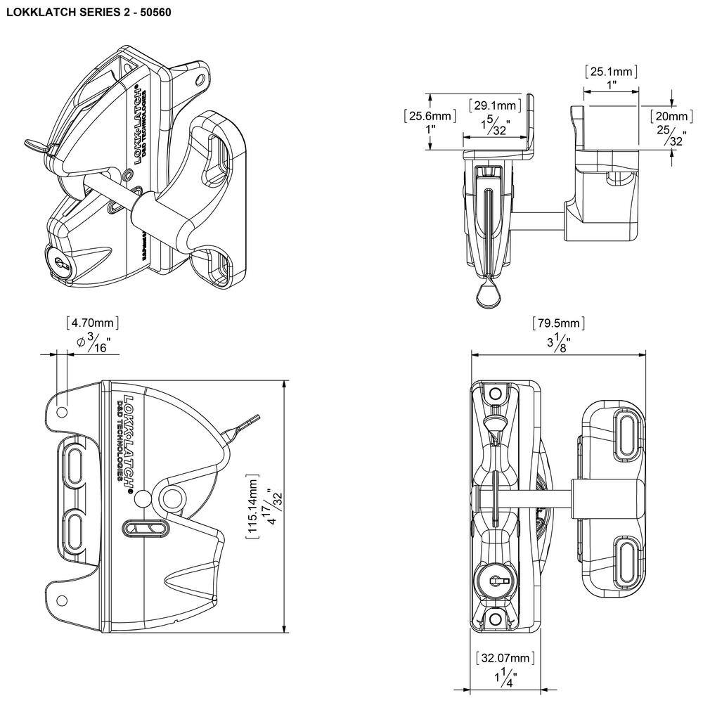 LOKKLATCH DD Black Key-Lockable Gate Latch 50560