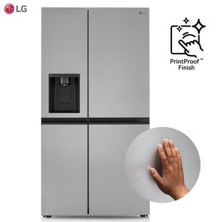 LG 27 cu. ft. Side by Side Smart Refrigerator w Craft Ice External Ice and Water Dispenser in PrintProof Stainless Steel LHSXS2706S