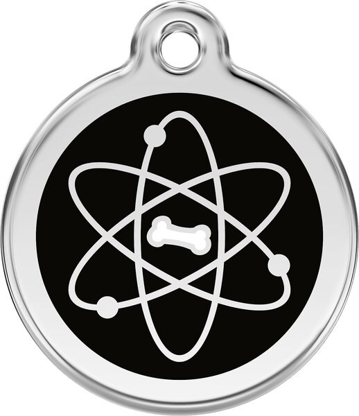 Red Dingo Atom Stainless Steel Personalized Dog and Cat ID Tag， Black