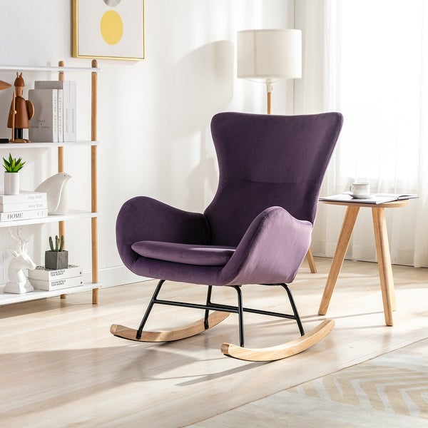 Accent Chair Rocking Chair， Teddy Padded Velvet Chair for Living Room