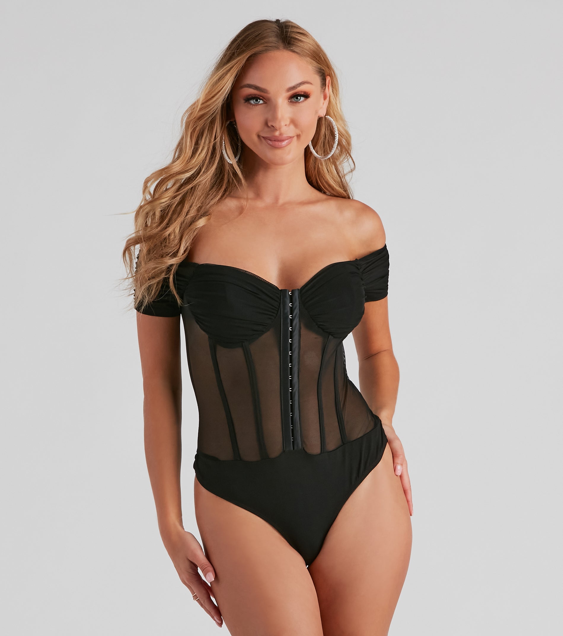 So Chic Mesh Bustier Bodysuit