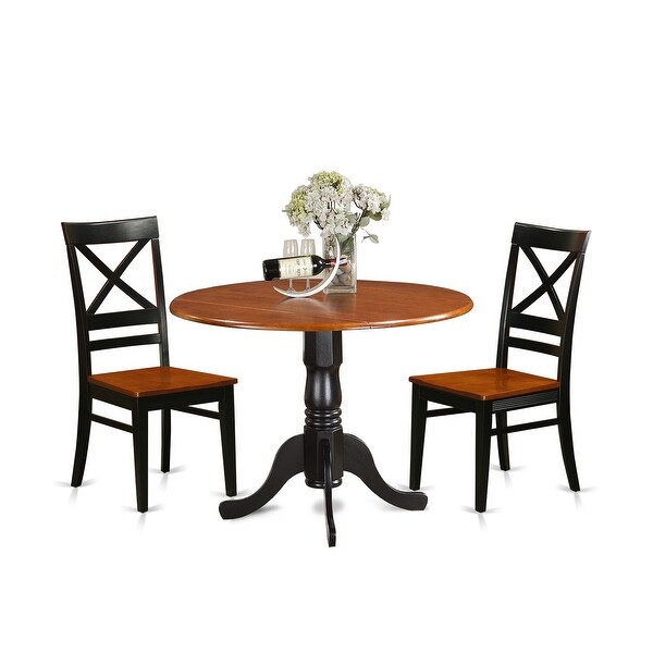 3-Pieces Kitchen Table Set Contains a Pedestal Dining Table and 2 Wooden Dining Chairs (Finish Option)