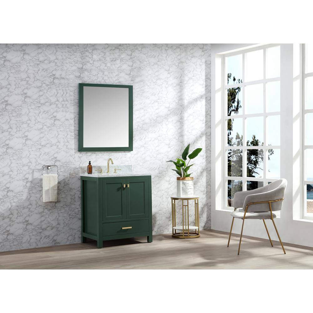 Eileen 30in.W X22in.DX35.4 in. H Bathroom Vanity in Green with Natural Marble Stone Vanity Top in White with White Sink 59030-CAB-GN-SQ