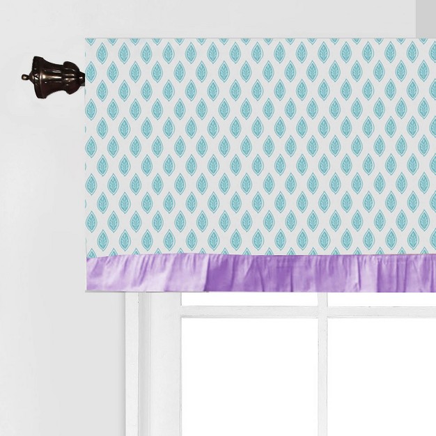 Bacati Isabella Leaves Aqua lilac purple Window Valance