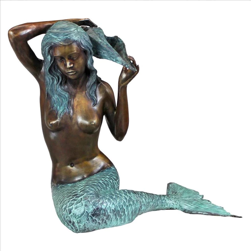 Mermaid of the Isle of Capri Piped Bronze Large Garden Statue by Design Toscano