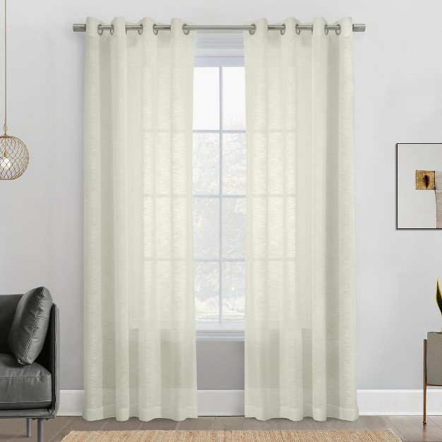 Habitat Boucle Sheer Premium Stylish And Functional Grommet Curtain Panel Off White