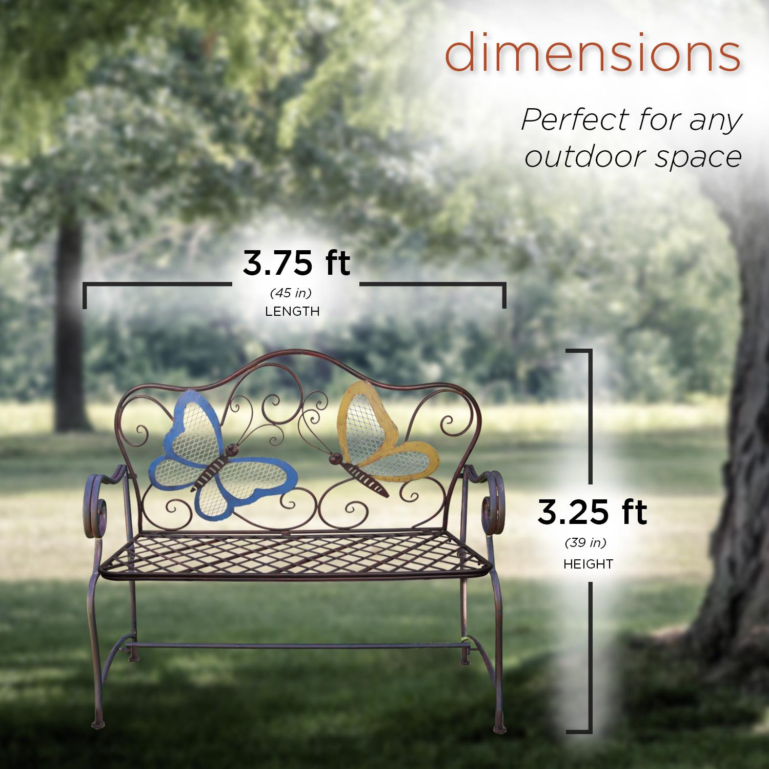 Alpine Corporation Outdoor Durable Iron Bench  Bronze