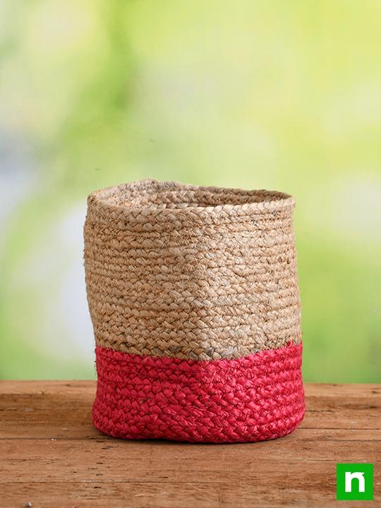 8 inch (20 cm) Eco friendly Jute Planter (Pink)