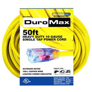 DUROMAX 50 ft. 10 Gauge Portable Generator Single Tap Extension Power Cord XPC10050A