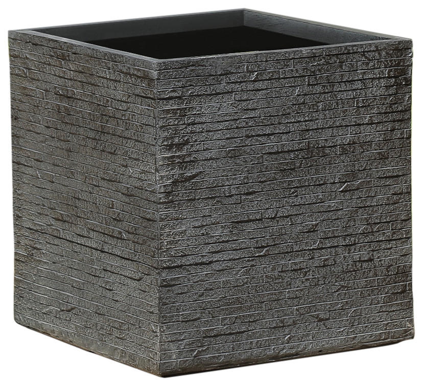 Stone Finish Square MgO Planter (Large)   Transitional   Outdoor Pots And Planters   by Winsome House Inc.  Houzz