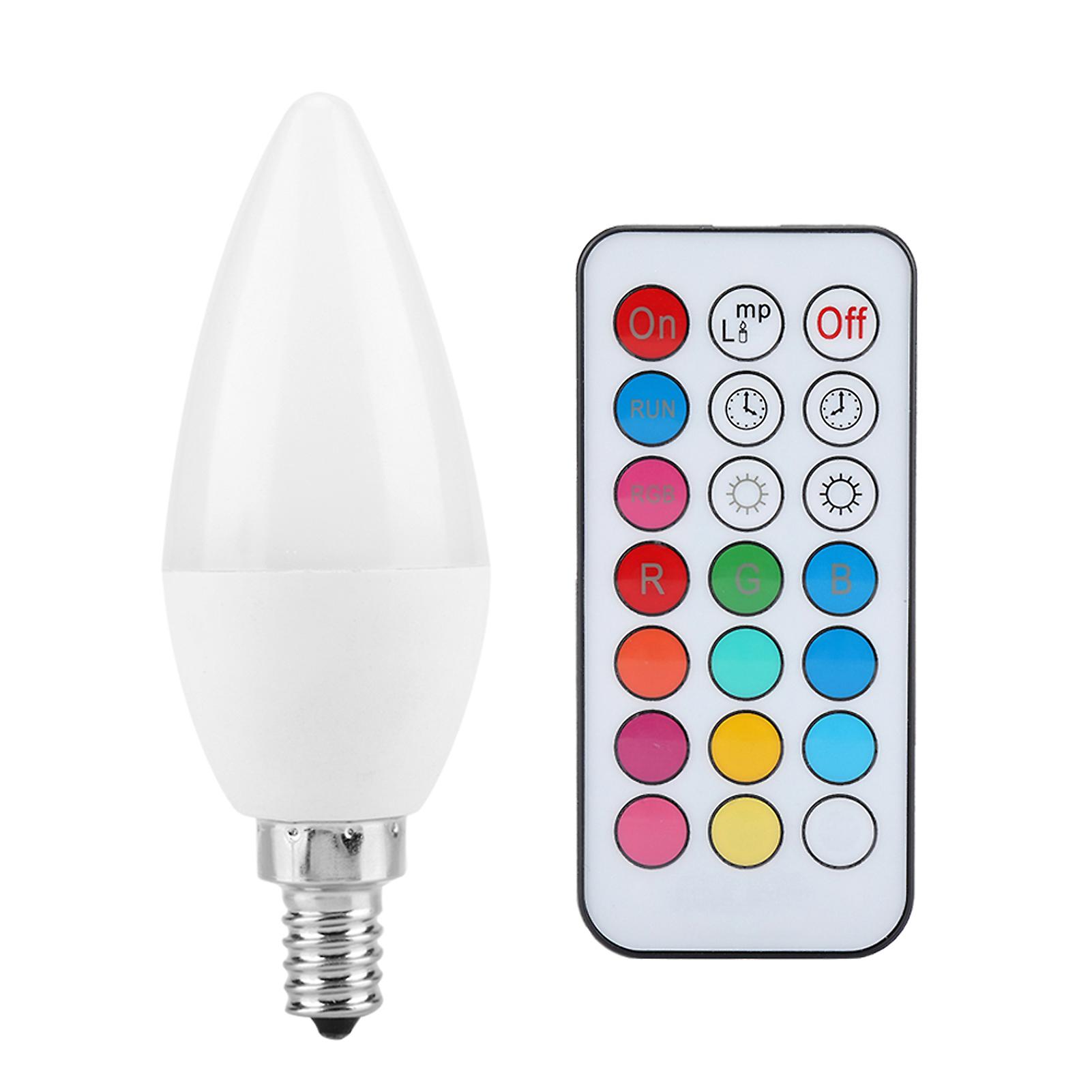 3w Multi Color Changing Led Candle Light Bulb Ac85-265v With Remote Control(e12rgb+warm White)