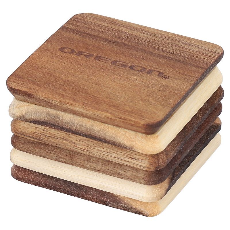 The Memory Company Oregon Ducks 6-Pack Acacia Wood Coaster Set