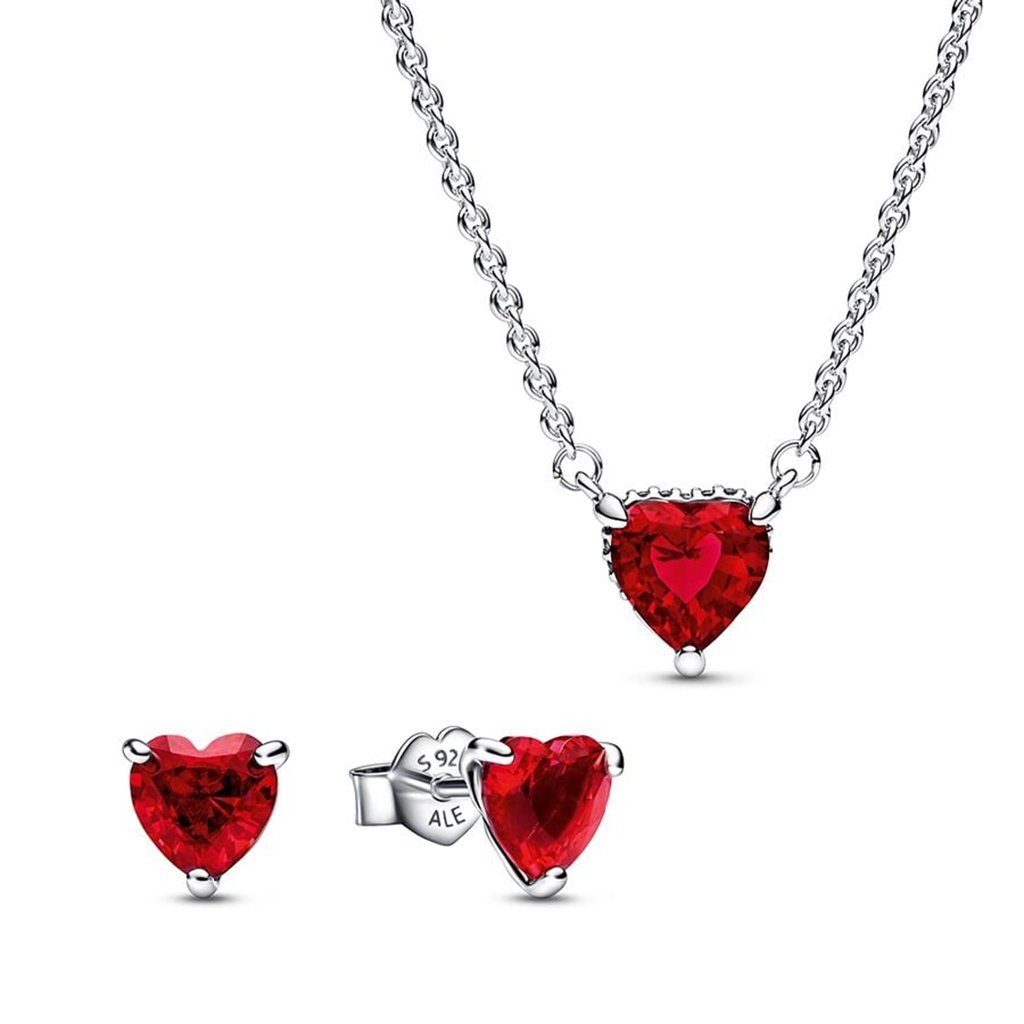 PANDORA  Sparkling Red Heart Jewelry Gift Set - Sterling Silver