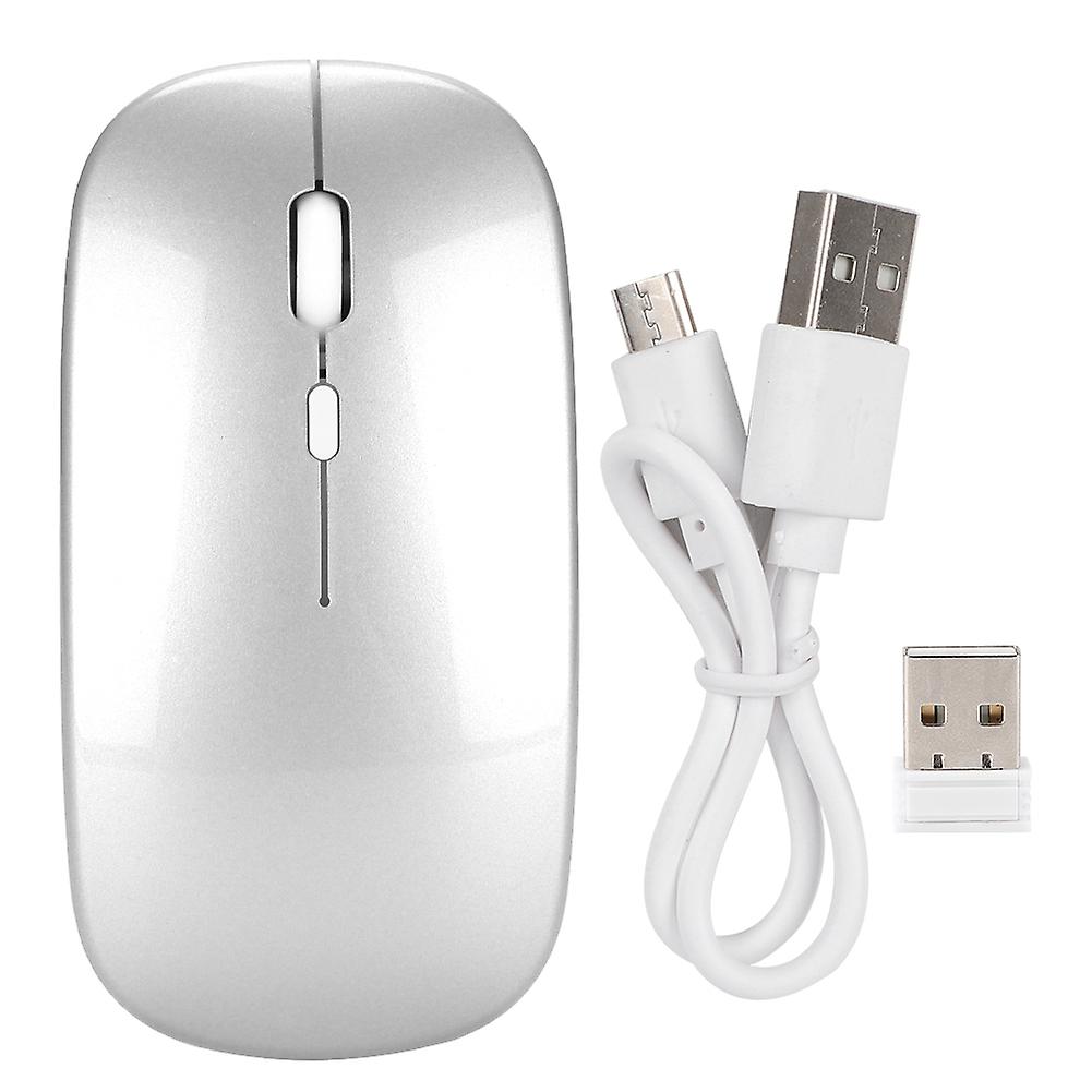 Hxsj M80 2.4g Ergonomic Wireless Rechargeable Silent Mouse With Usb Receiver (silver)