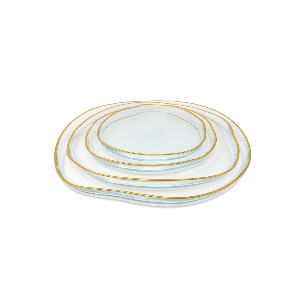 Set of 4 Organic Shaped Plates with Gold Sides