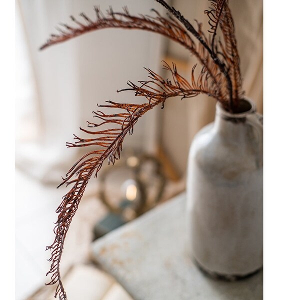 RusticReach Tall Red Brown Artificial Fern Leaf Stem 48 Tall