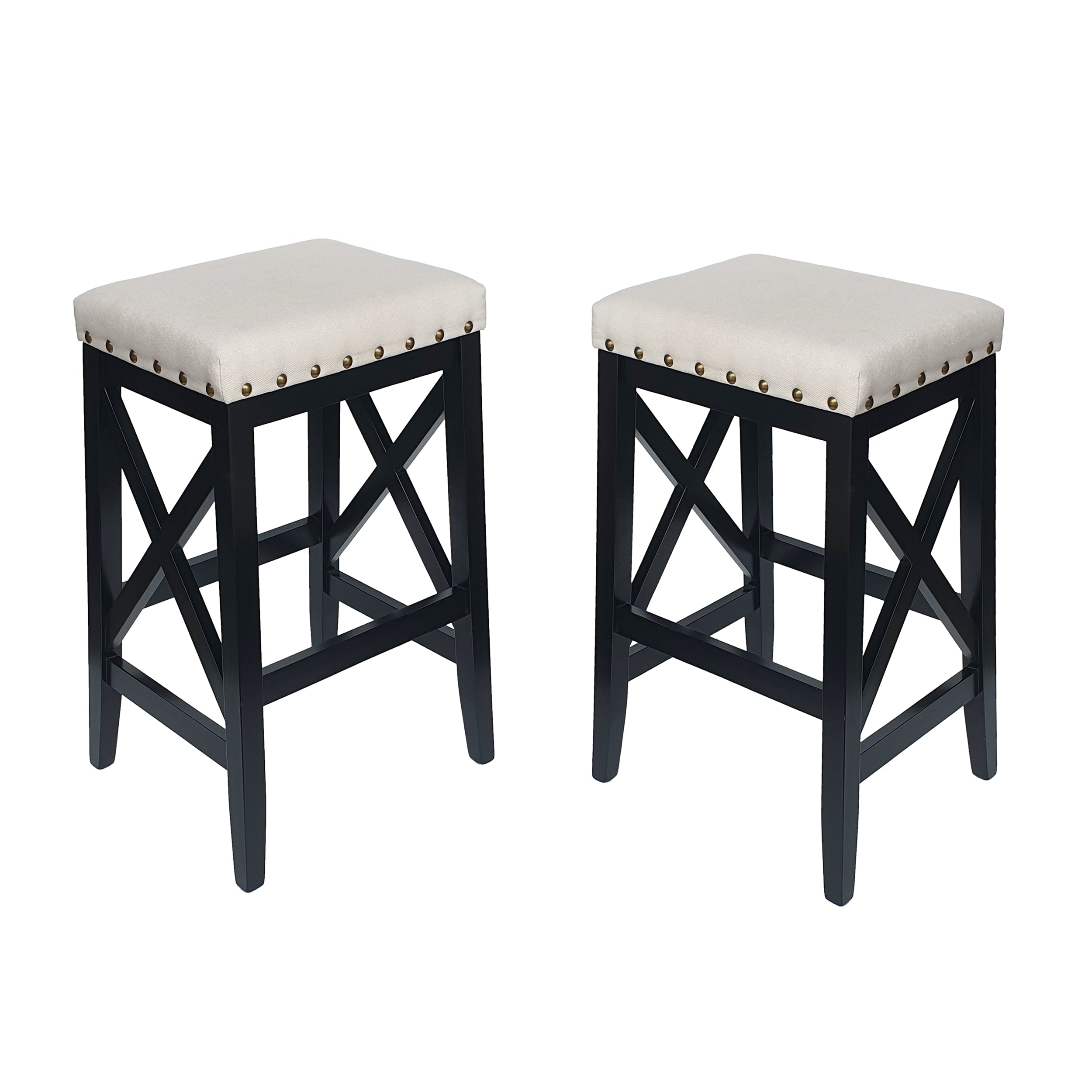 Nancy Contemporary Farmhouse Upholstered Fabric Barstools (Set of 2)