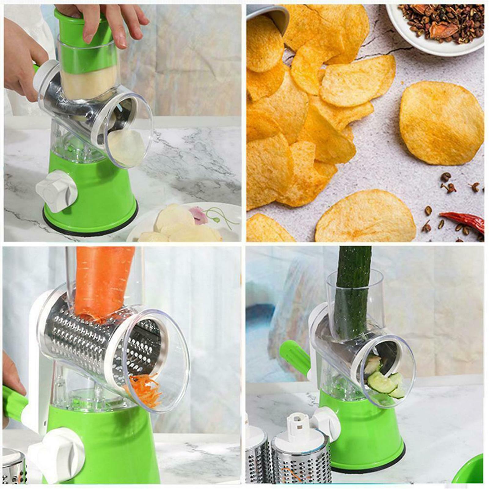 Blue Multi-function Drum Rotary Grater Manual Coleslaw Slicer Cheese Vegetable Cutter