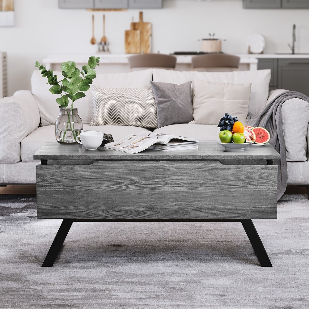 Moasis Lift Top Coffee Table Hidden Storage Drawer and Shelf Sofa Table   39.3\