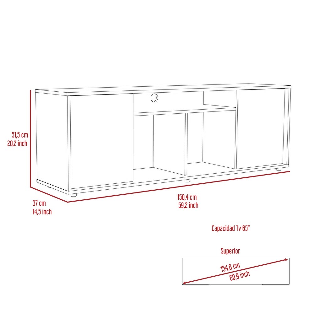 Entertainment Center TV Console Particle Board with Shelf for 65\