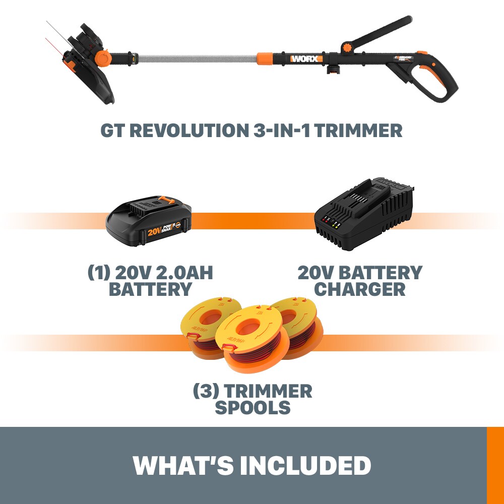 WORX WG170.2 POWER SHARE 20-volt 12-in Straight Cordless String Trimmer Edger Capable (Battery Included)