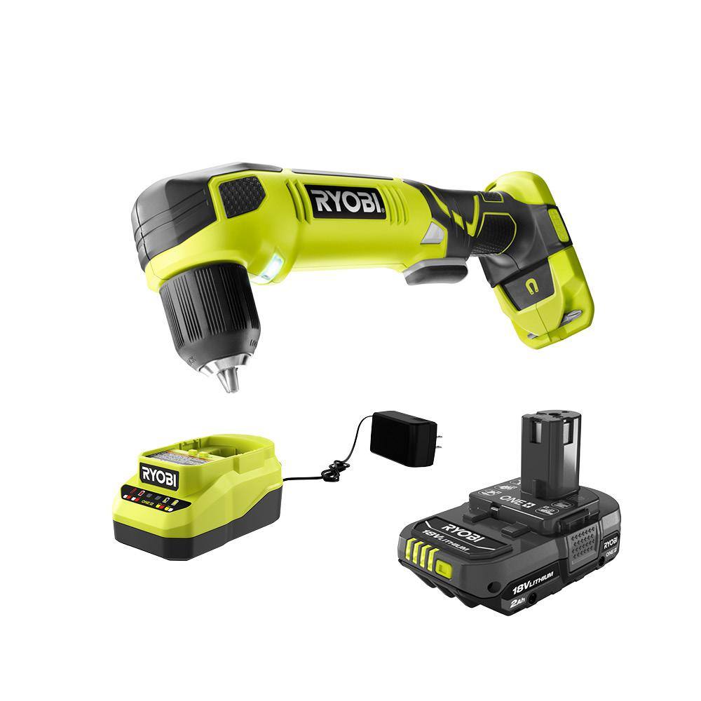 RYOBI ONE+ 18V Cordless 38 in. Right Angle Drill with 2.0 Ah Battery and Charger P241-PSK005