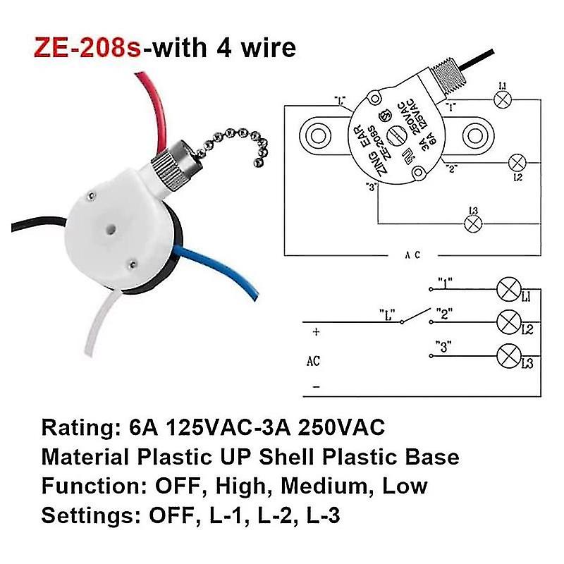 3pcs Ceiling Fan Switch Ear Ze-208s E89885 3 Speed