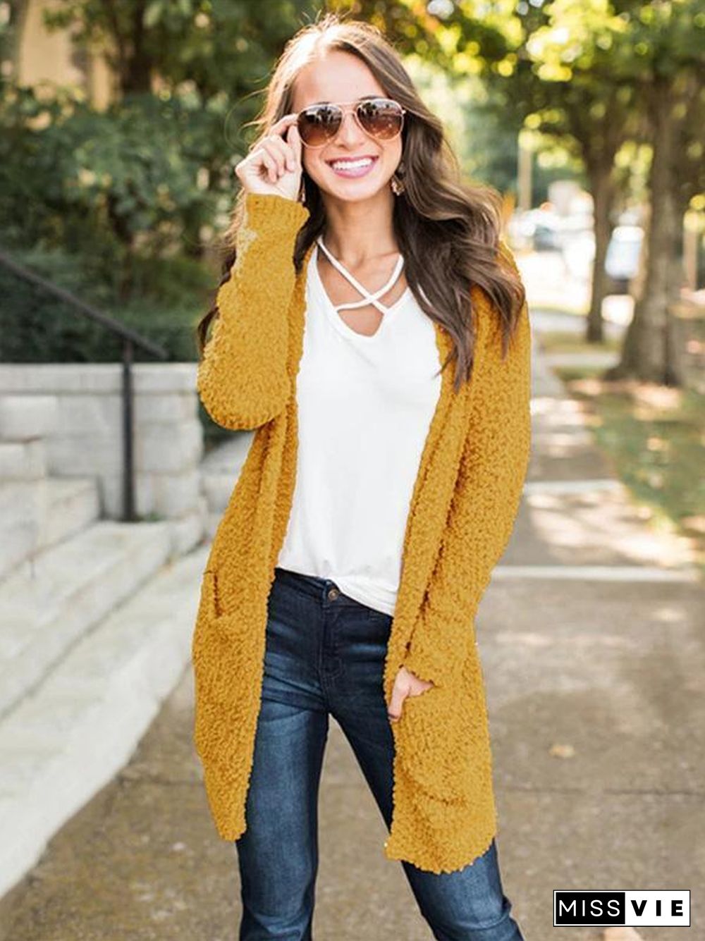 4 Colors Knitting Cardigan Tops