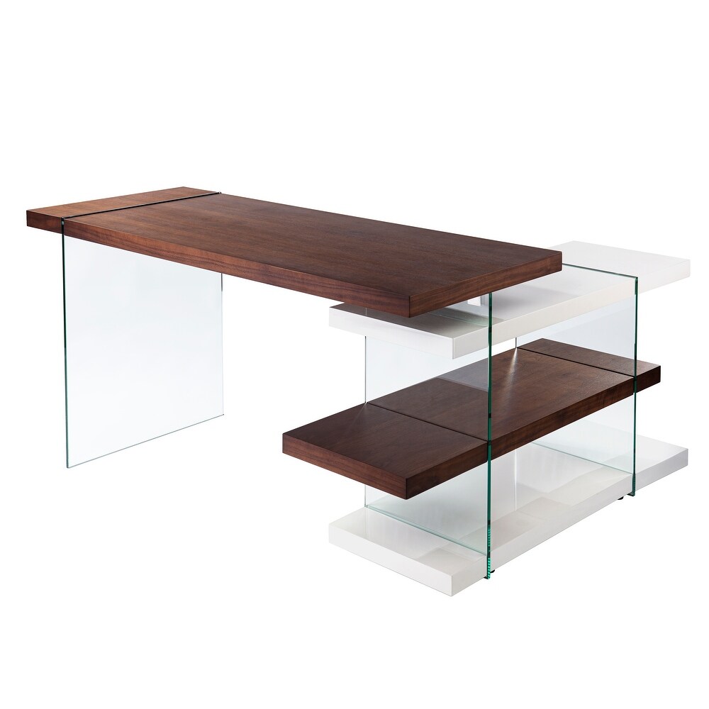 SEI Furniture Inglis Contemporary Brown Wooden L Shaped Desk