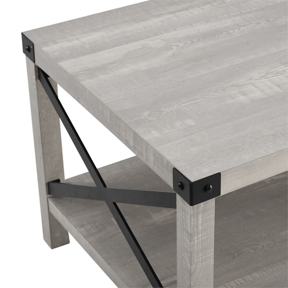 Bowery Hill Modern Farmhouse Coffee Table in Stone Gray Finish   Farmhouse   Coffee Tables   by Homesquare  Houzz