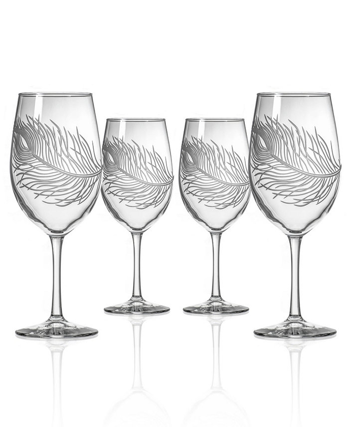 Rolf Glass Peacock All Purpose Wine Glass 18Oz - Set Of 4 Glasses