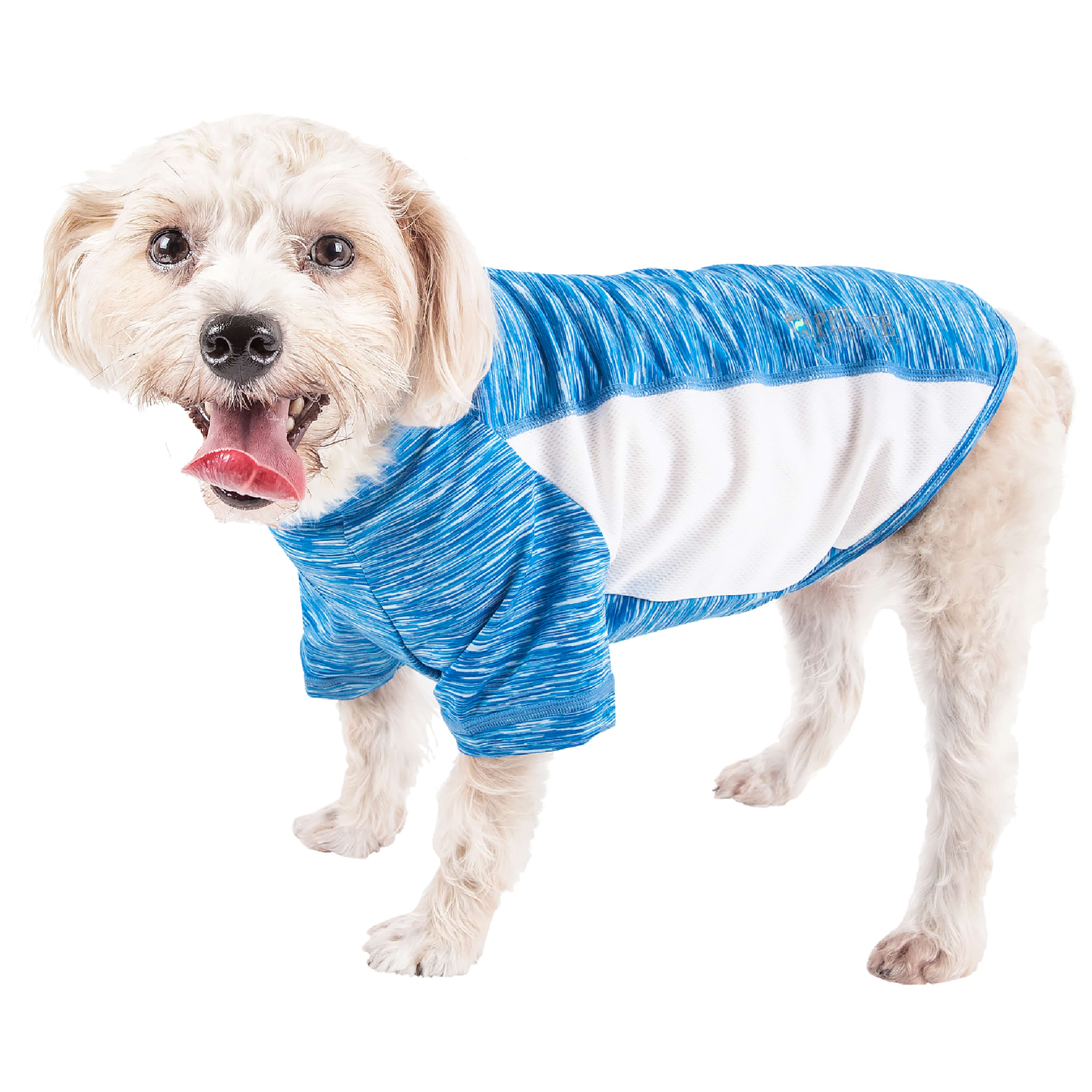 Pet Life Blue Active Warf Speed Heathered Ultra-Stretch Sporty Performance Dog T-Shirt， X-Small