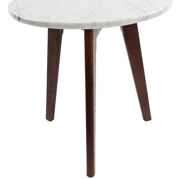 Round Italian Carrara White Marble Side Table