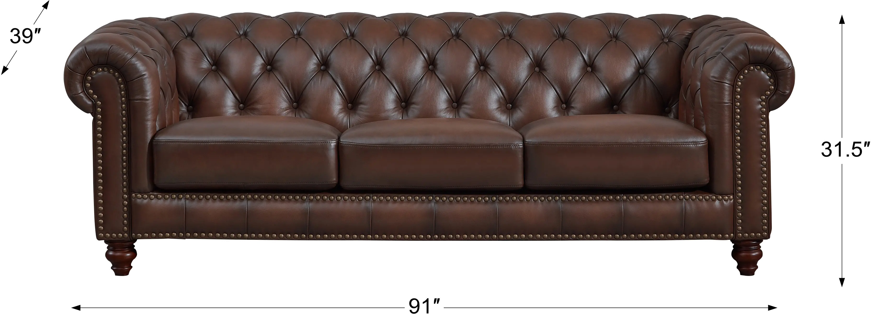 Lanchester Brown Leather Sofa and Loveseat Set