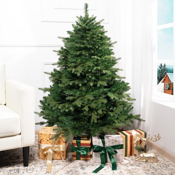 Cynthia Prelit Artificial Christmas Tree，Realistic Rustic Christmas Tree with Lights