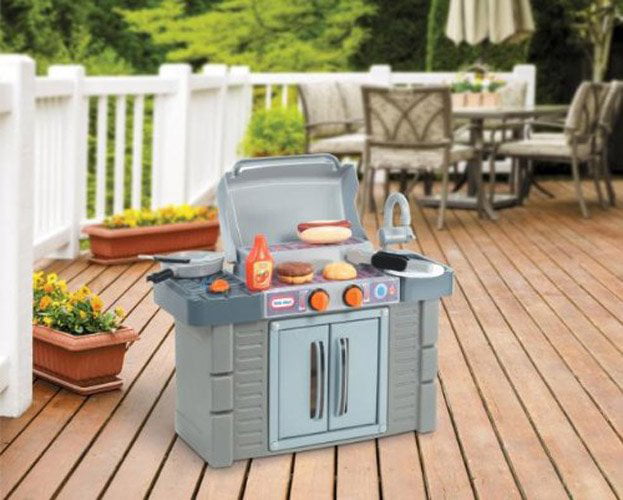 Little Tikes Cook 'n Grow BBQ Grill 8-Piece Pretend Play Kitchen Toys Playset, Gray, For Kids Toddlers Boys Girls Ages 2 3 4+