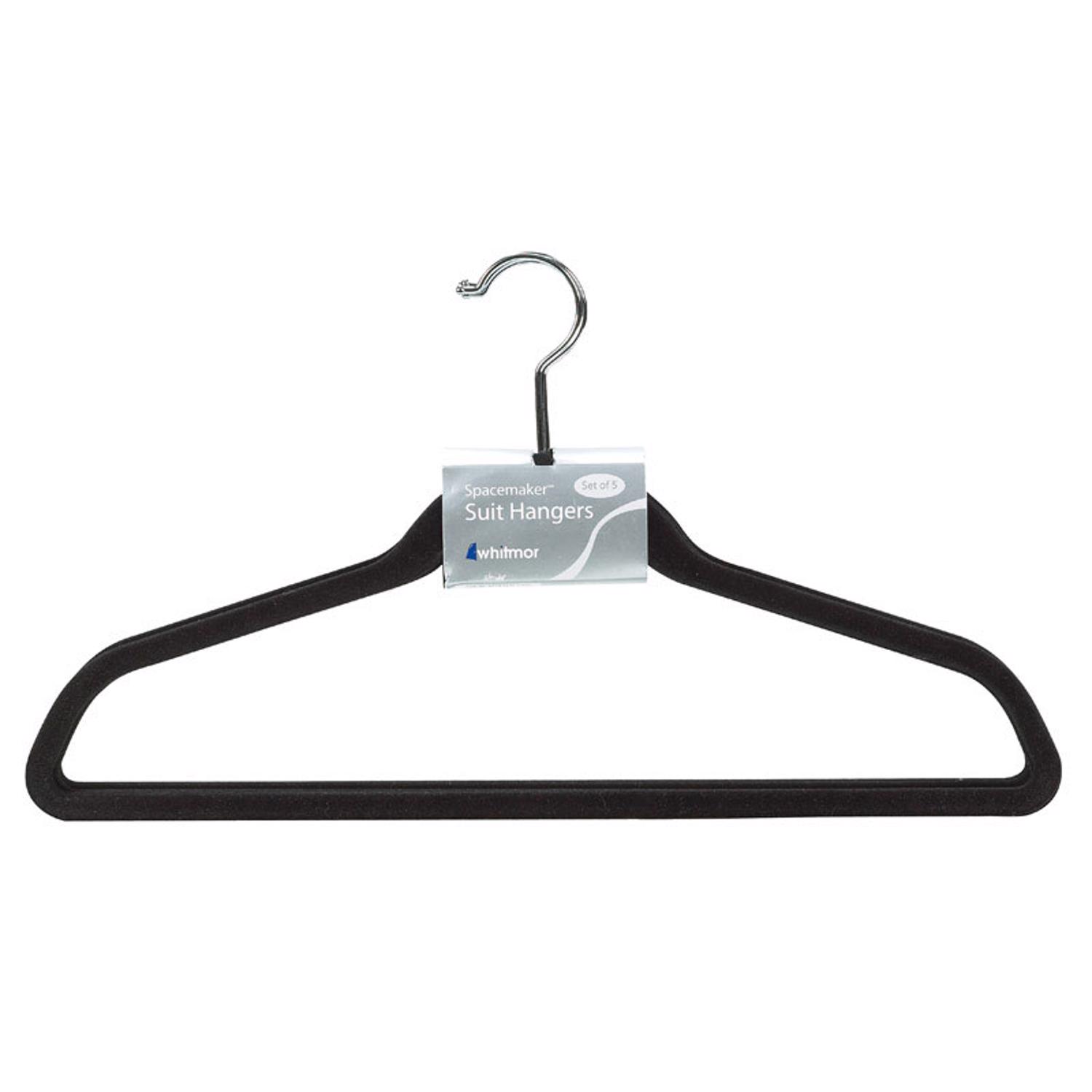 Whitmor 9.75 in. H X 0.25 in. W X 17.75 in. L Plastic Black Flocked Hanger 5 pk