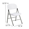 Flash Furniture HERCULES Series 330 lb. Capacity White Plastic Folding Chair with Gray Frame