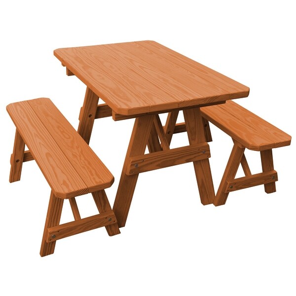 Pine 4' Traditional Picnic Table with 2 Benches