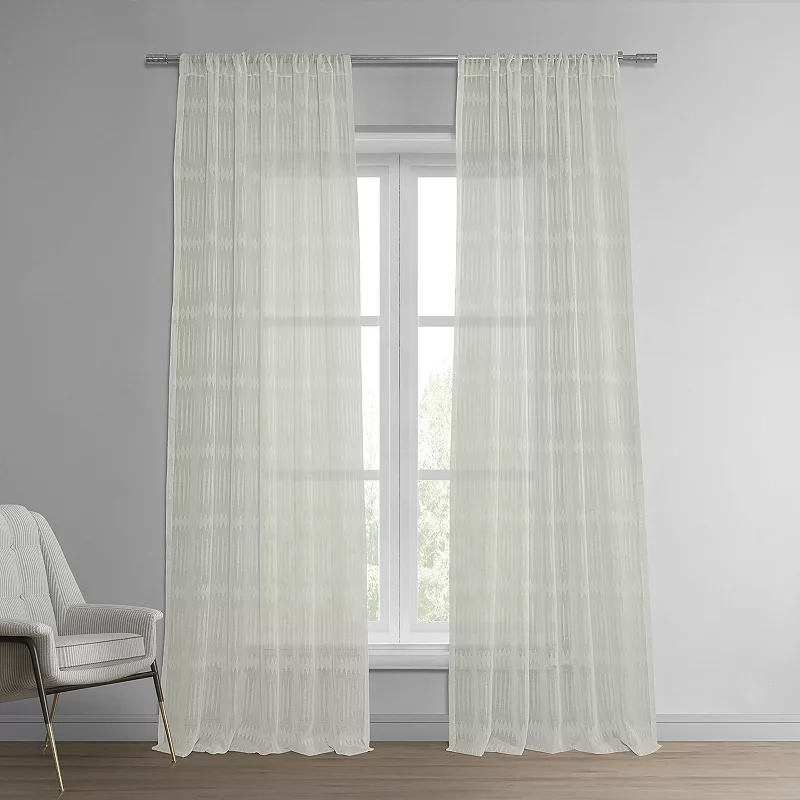 EFF 1-panel Polaris Patterned Linen Sheer Window Curtain