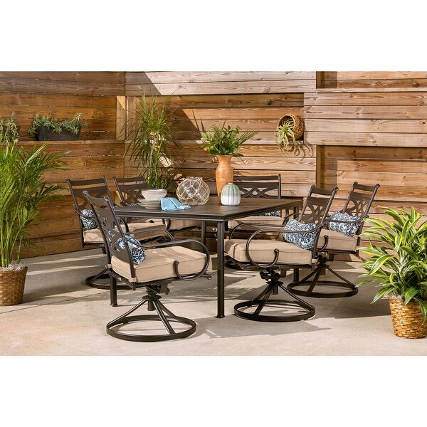 Cambridge Margate 7Piece Dining Set with 6 Swivel Rockers and a 40In. x 67In. Dining Table