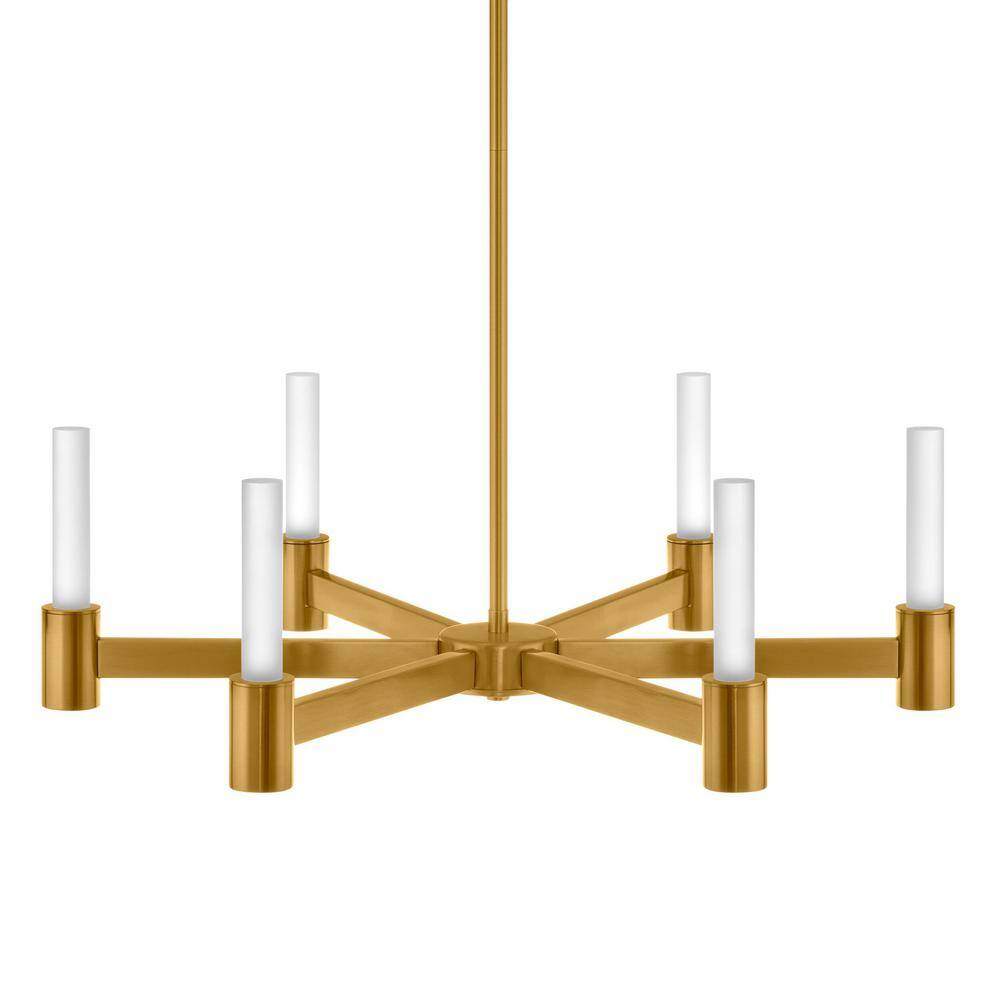 Hampton Bay Bellingham 35-Watt 6-Light Gold Integrated LED Chandelier HD7972A