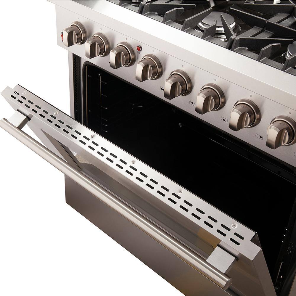 Forno Galiano 36 in. Freestanding Pro Gas Range with 6 Sealed Burners and Electric 240-Volt Oven in Stainless Steel FFSGS6156-36