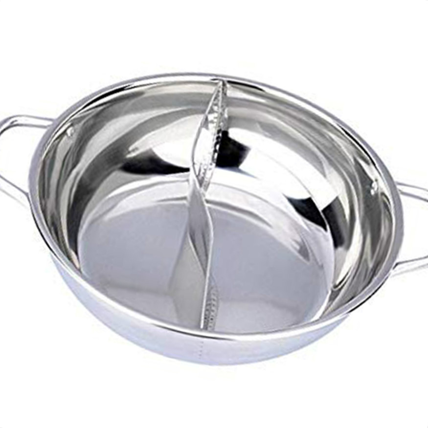 Dual Sided Stainless Steel Hot Pot Yuanyang Pot Shabu Shabu Yin Yang Chafing Dish Cookware for Home Kitchen