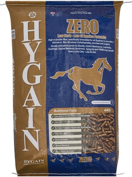 Hygain Zero Ultra-Low Starch and Cereal Grain Free Fully Fortified Horse Feed， 44-lb bag