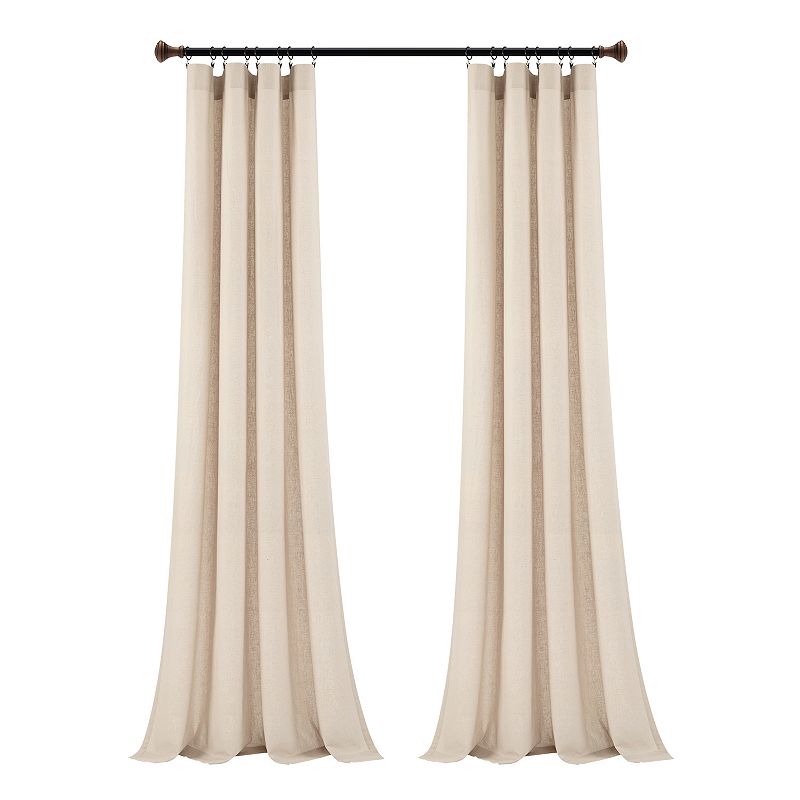 Lush Decor Belgian Flax Prewashed Linen Rich Cotton Blend Window Curtain Panel