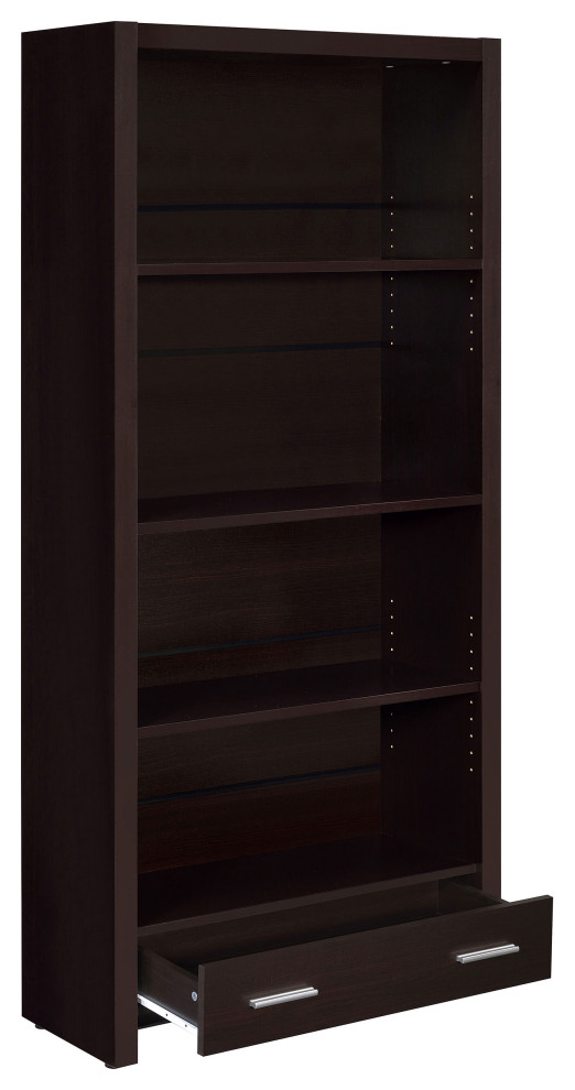 Skylar 5 shelf Bookcase With Storage Drawer Cappuccino   Modern   Bookcases   by Modon  Houzz