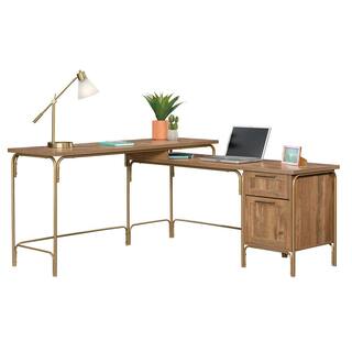 SAUDER 61 in. L-Shaped Sindoori Mango 2 Drawer Computer Desk with File Storage 423742